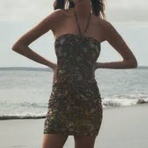 104- Zara paisley mini halter/strapless dress